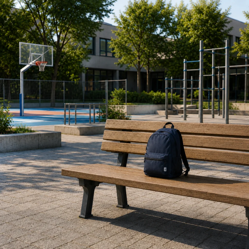 Vergessener Rucksack auf einem Spielplatz